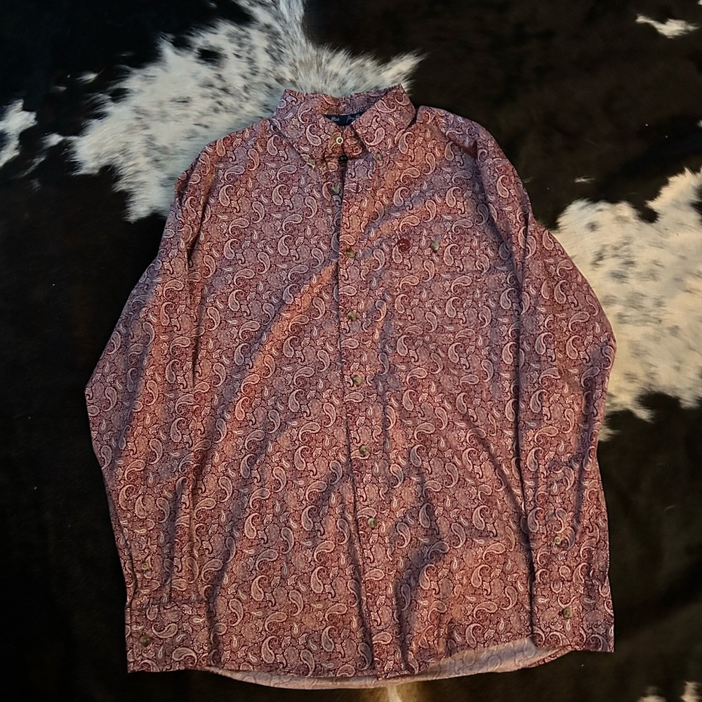 Wrangler Purple Casual Button Down Shirt with Paisley Print